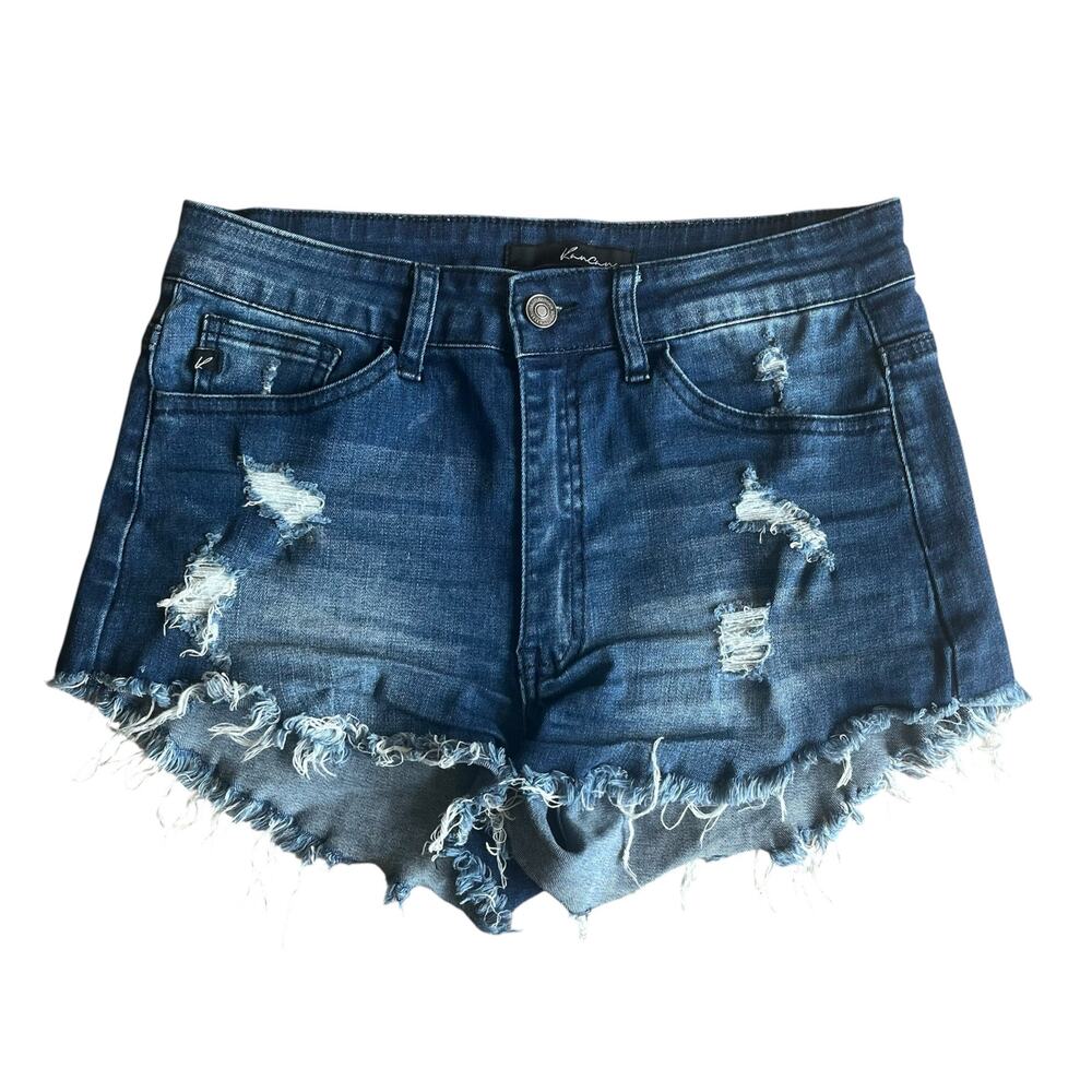 KanCan Dark Wash Distressed Jean Short Size Large